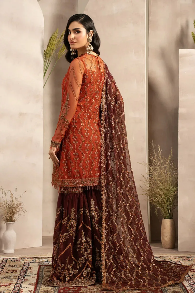 Orange kameez with maroon sharara