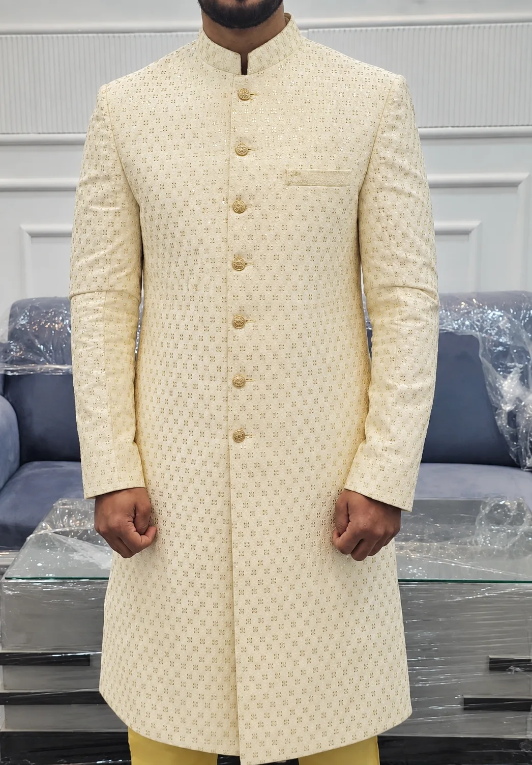 Beige/Off-White Premium Sherwani